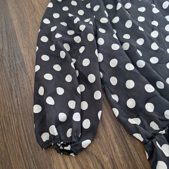💙 Vince Camuto Sheer Polkadot Peplum Blouse Size XL - Picture 3 of 9